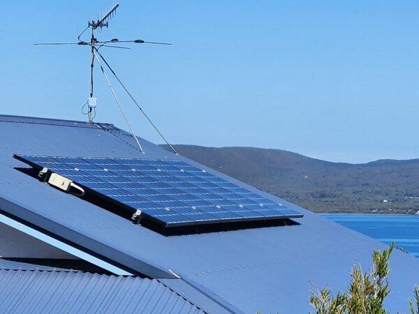 Solar panels are seen on a roof in Albany, Western Australia, on March 29, 2024. (Susan Mortimer/The Epoch Times)