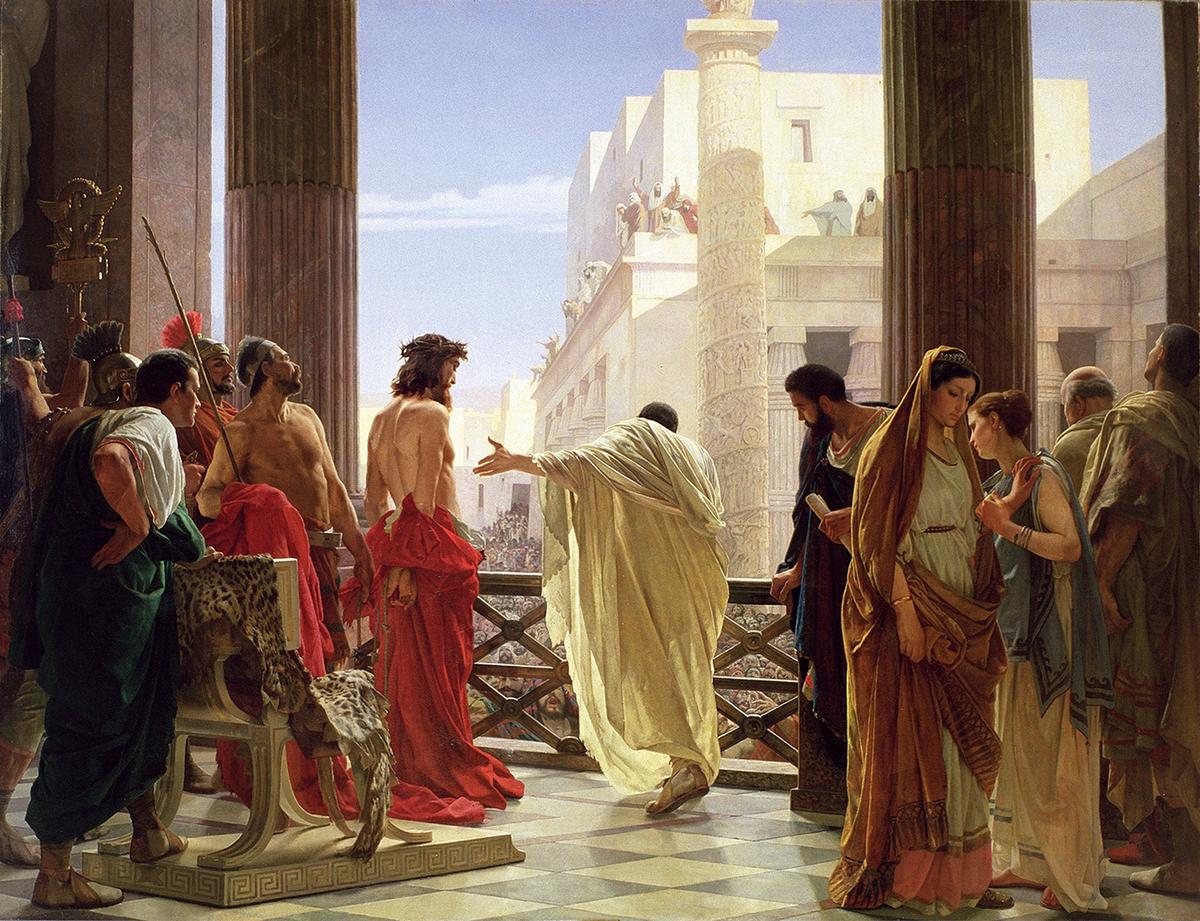 “Ecce Homo (Behold the Man!)," between 1871 to 1891, by Atonio Ciseri. Oil on canvas; 148 ⅘ inches by 115 inches. Gallery of Modern Art of Pitti Palace, Florence. (Public Domain)