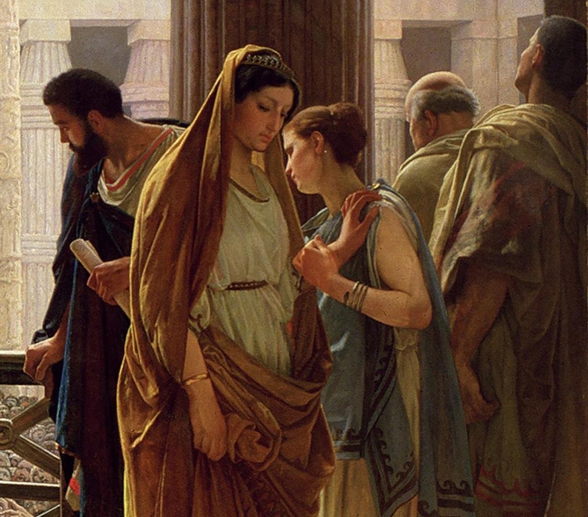 Detail of Pilate's wife from “Ecce Homo (Behold the Man!)," between 1871 to 1891, by Atonio Ciseri. (Public Domain)