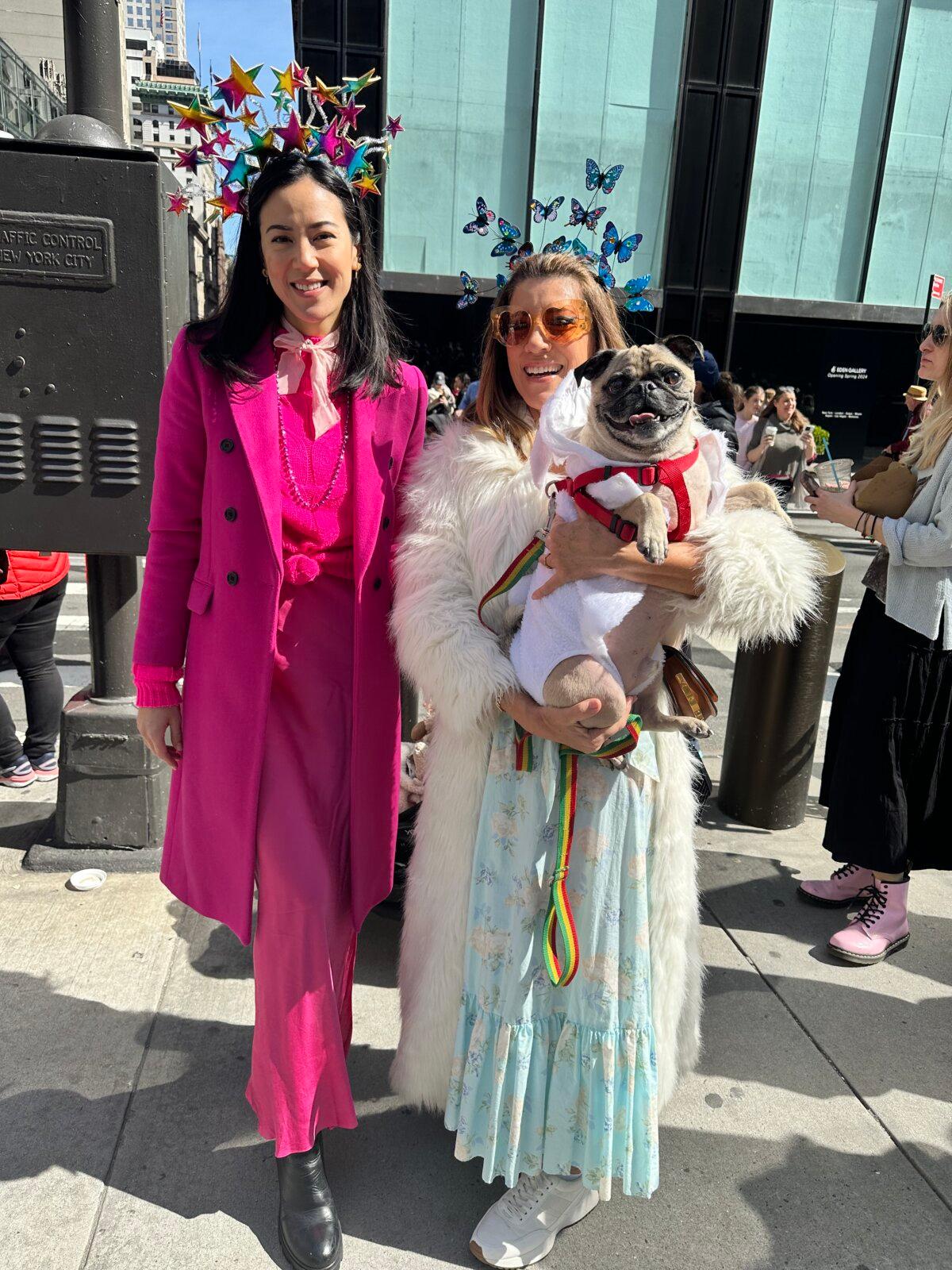 Gaby Endo (Left) and her Brazilian mother Salechi Endo attend the NYC Easter Parade on March 31, 2024. (Juliette Fairley/The Epoch Times)