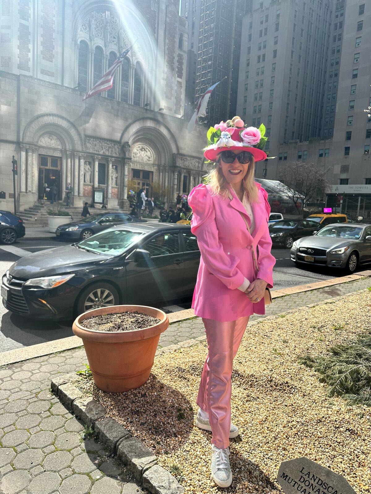 Lisa Evans at the NYC Easter Parade on March 31, 2024. (Juliette Fairley/The Epoch Times)