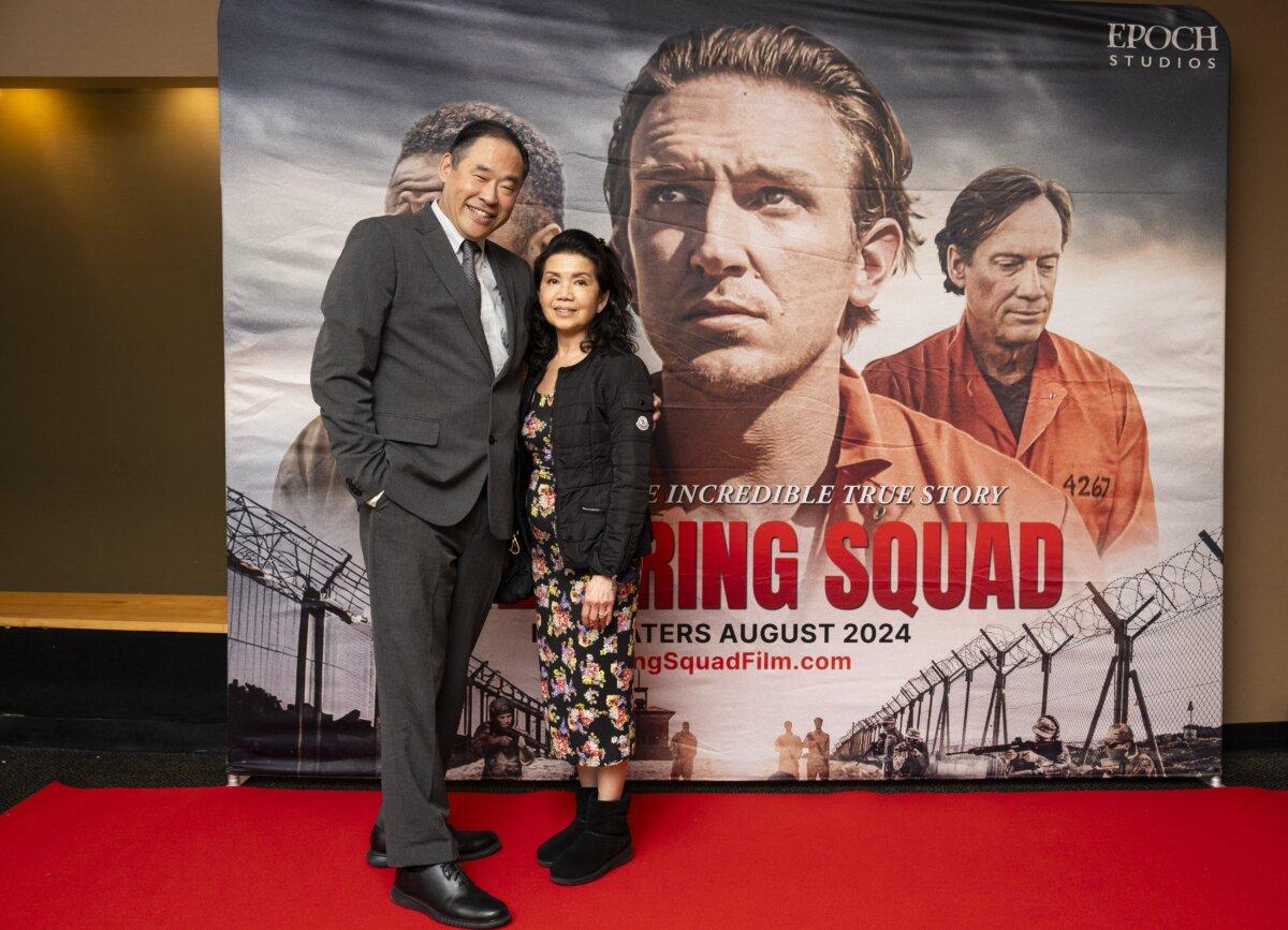 Director Tim Chey and Susan Chey, his wife and the casting director for the film, at "The Firing Squad" red carpet screening at AMC Theaters in New York City on March 30, 2024. (Samira Bouaou/The Epoch Times)