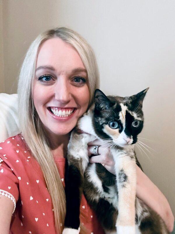 Carrie Clark of Lehi, Utah, poses with Galena. (Carrie Clark via AP Photo)