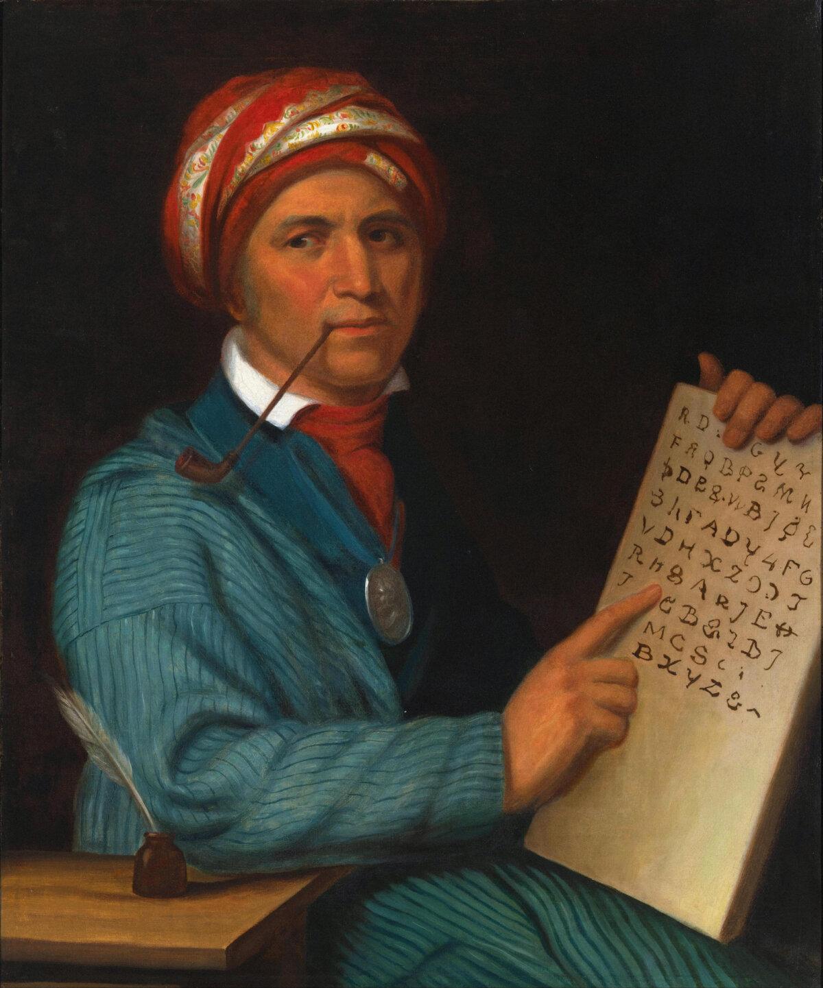 "Sequoyah," circa 1830, by Henry Inman. Oil on canvas; 30 1/4 inches by 25 1/4 inches. National Portrait Gallery, Washington. (Public Domain)