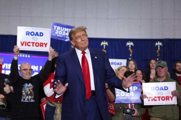 Former President Donald Trump arrives for a rally in Green Bay, Wis., on April 2, 2024. (Scott Olson/Getty Images)