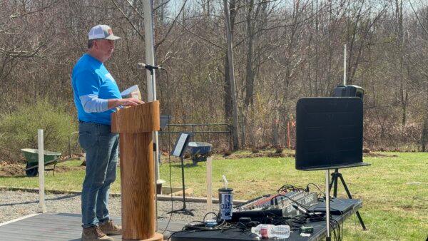 Ruston Seaman speaks at the groundbreaking ceremony for New Vision Village on March 22, 2024. (Courtesy of Todd Prather)