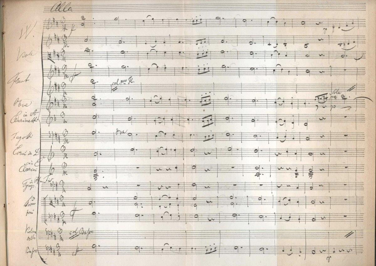 Schubert's Symphony No. 8 in B minor, 1885, in J.R. von Herbeck’s biography. (Public Domain)