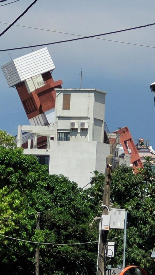 A damaged building in Hualien after the city was struck by an earthquake on April 3, 2024. (Courtesy of local residents)