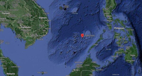 The disputed Spratly Islands, where the Philippines has based troops stationed on a grounded warship. (Screenshot/Google Maps)