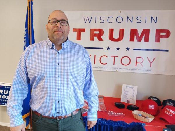 Brown County GOP Chair Doug Reich at the local party's headquarters in Green Bay, Wis., on April 4, 2024. (Nathan Worcester/The Epoch Times).