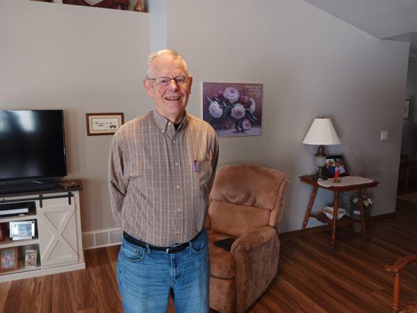 Conservative activist Ronald Zahn at his home in Wrightstown, Wis., on April 4, 2024. (Nathan Worcester/The Epoch Times.)