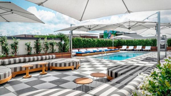 A rooftop pool is among the amenities at the Perry Lane Hotel in the historic district of Savannah, Georgia. The property, which opened in 2018, redefined luxury accommodations in the city. (Perry Lane Hotel/TNS)