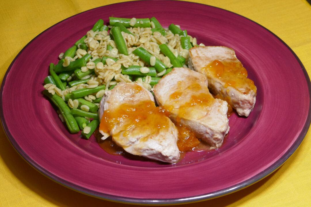 Sweet and Tangy Sauced Pork Tenderloin With Green Beans and Barley