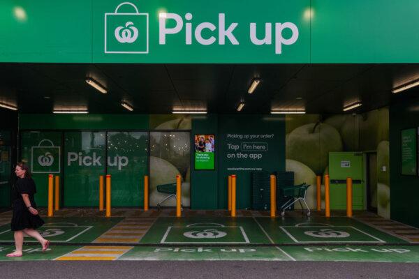 A Woolworths click and collect station in Melbourne, Australia, on March 19, 2024. (Asanka Ratnayake/Getty Images)
