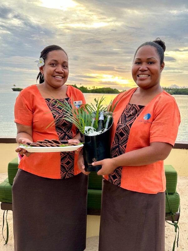 The staff at the Koro Sun on Vanua Levu, Fiji, make visitors feel welcome. (Margot Black)