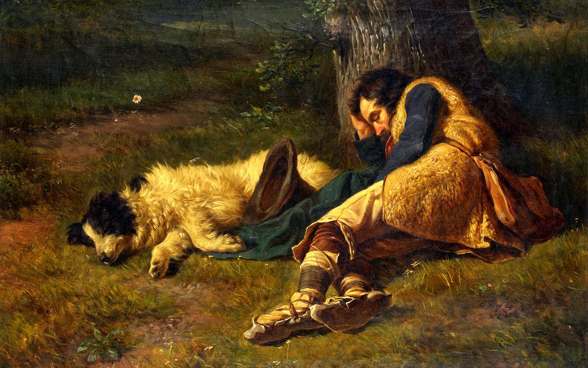"With leafy branches rustling overhead, the goatherd sleeps, his faithful dog beside him” reads a line from the "Spring" concerto. "The Shepherd Sleeping With His Dog," 19th century, by Filippo Palizzi. Oil on canvas. (Public Domain)