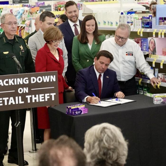 Florida’s DeSantis Takes Swipes at Cities Where Crime is Surging, Signs Law Boosting Penalties for Theft