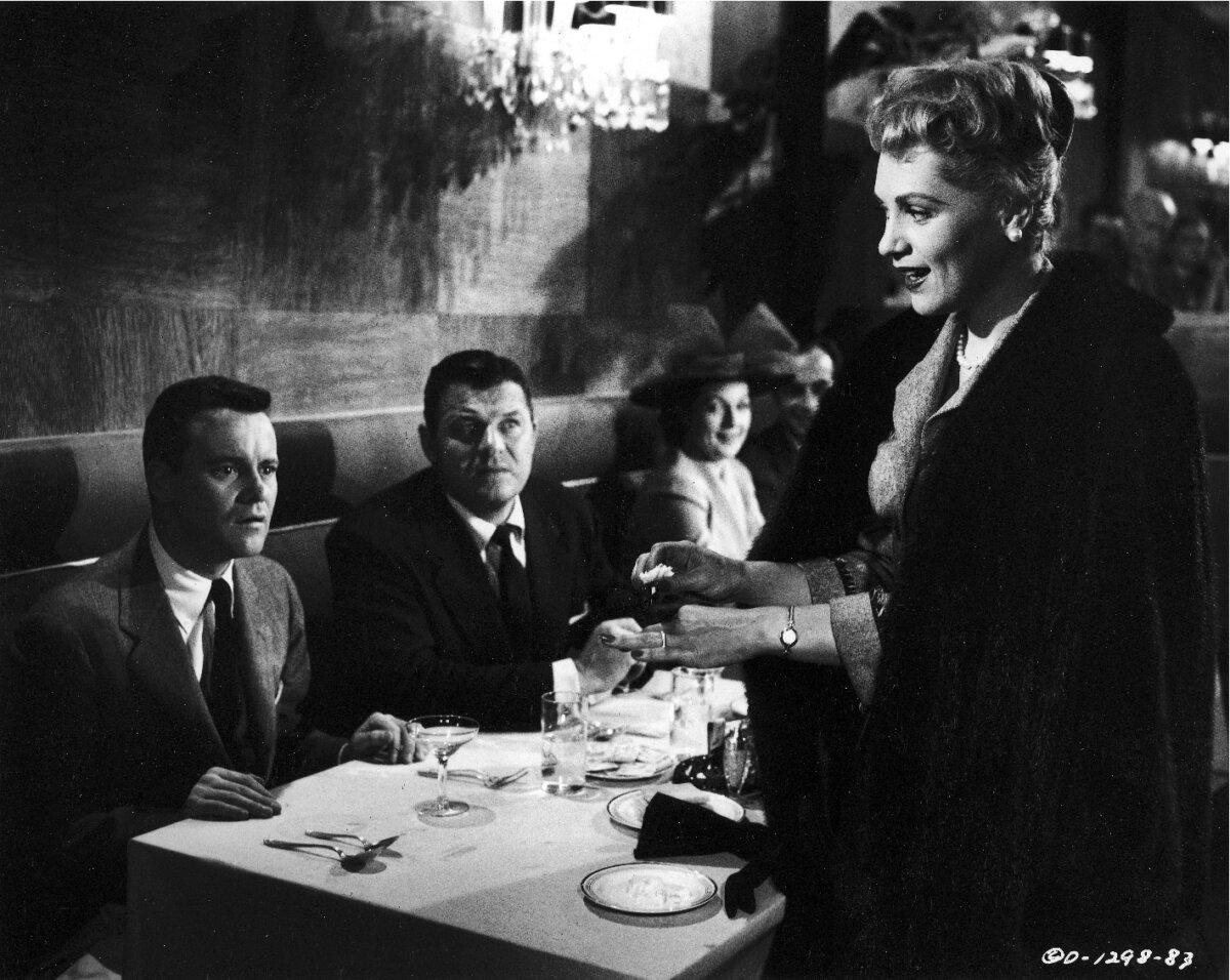 (L–R) Robert Tracy (Jack Lemmon), Charlie Nelson (Jack Carson), and Nina Tracy (Judy Holliday), in “Phffft!” (Columbia Pictures)