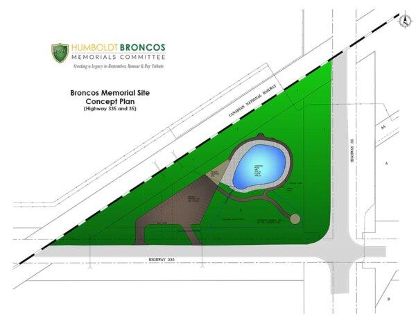 Draft concept plan for a permanent memorial at the site of the 2018 Humboldt Broncos bus crash in Saskatchewan. (Courtesy City of Humboldt).