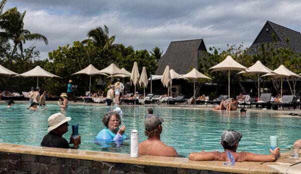 Families on vacation make new friends in the pool near the Toba Bar & Grill, Intercontinental Fiji Golf Resort & Spa. (Steve Haggerty/TNS)