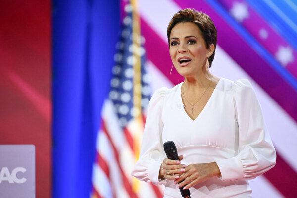 Kari Lake, 2024 US Senate candidate from Arizona, speaks during CPAC in National Harbor, Md., on Feb. 24, 2024. (Mandel Ngan/AFP via Getty Images)