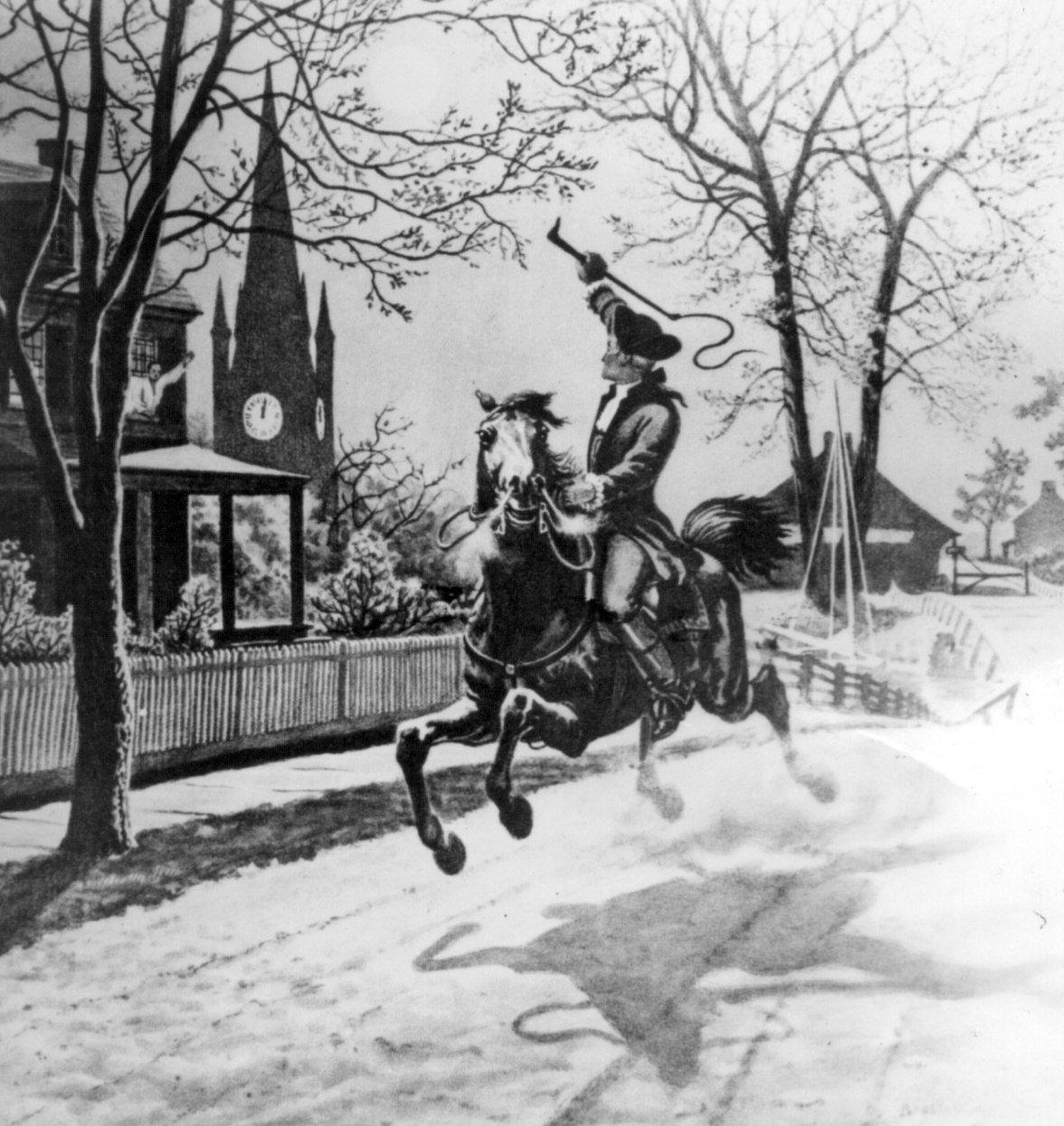 A 1940s illustration of Paul Revere's ride. (Public Domain)