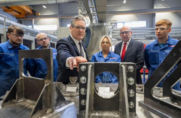 Labour Party leader Sir Keir Starmer during a campaign visit to BAE Systems in Barrow-in-Furness, Cumbria, on April 12, 2024. (Danny Lawson/PA Wire)