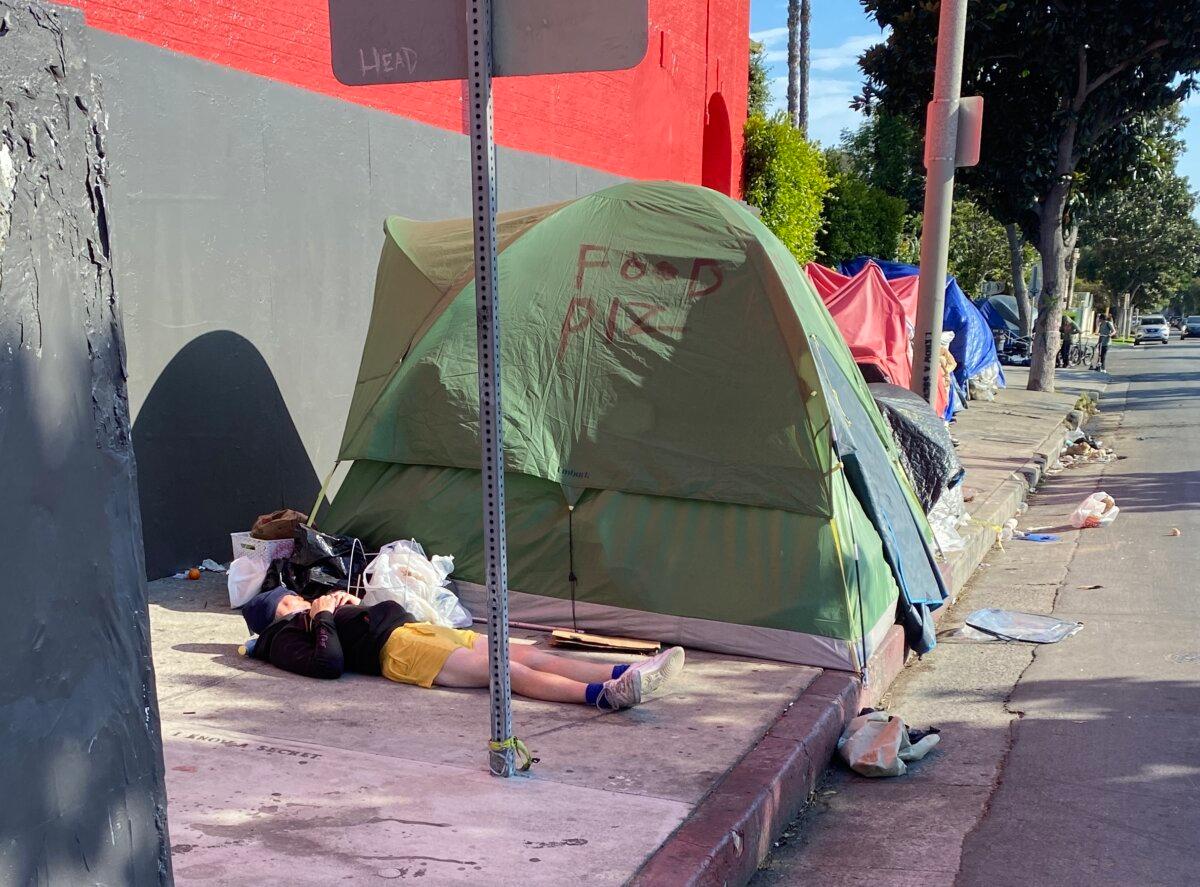 A homeless encampment next to Sunset Sound Studios in Los Angeles. (Courtesy of Keith Johnson)