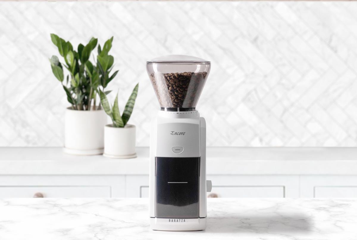 A burr grinder ensures coffee grounds of uniform size. The Baratza Encore is a popular choice among coffee experts. (Courtesy of Baratza)