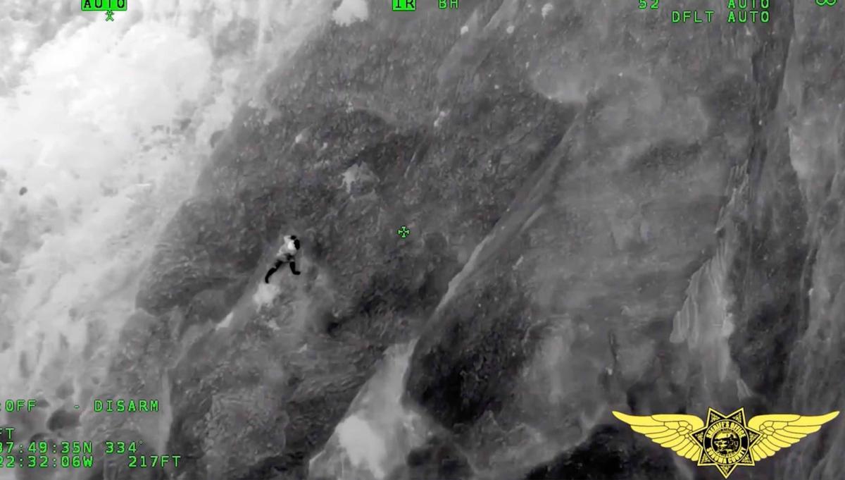 A thermal imaging camera records the cliffside rescue. (Courtesy of Sonoma County Sheriff's Department)