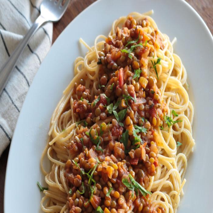 Ferry Boat Spaghetti With Spiced Lentils