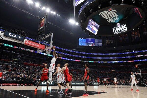 A general view of play between the Houston Rockets and the LA Clippers during the second half in Los Angeles on April 14, 2024. (Ronald Martinez/Getty Images)