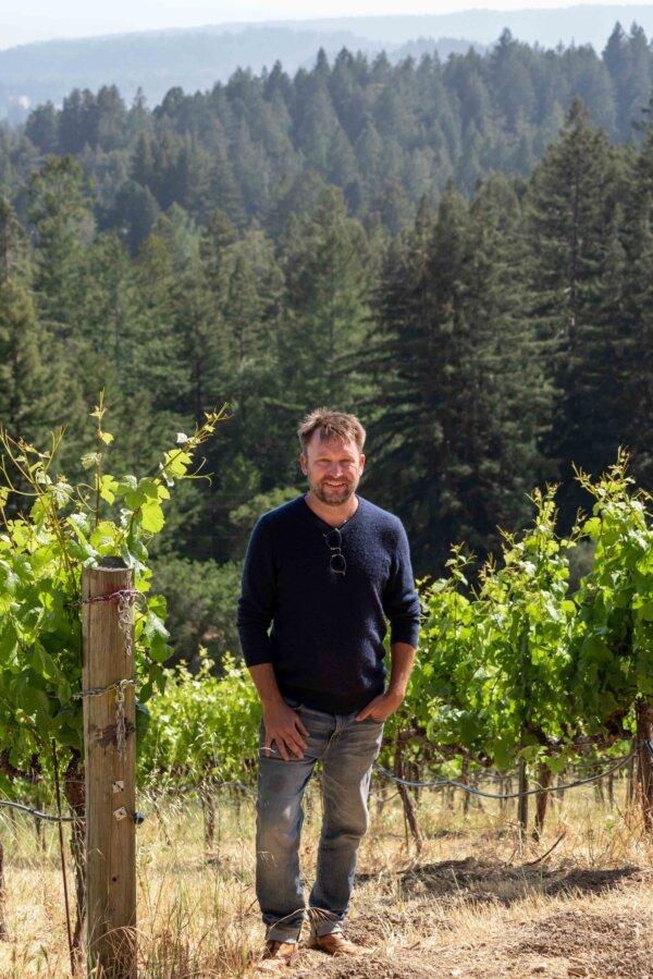 Brandon Armitage, President and Winemaker in the vineyards at Armitage Winery, Scotts Valley, Calif.. (Courtesy of Kelly Bradford)