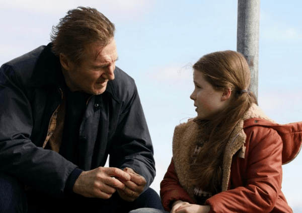 Finbar Murphy (Liam Neeson) gives advice to the neighbor's daugther Moya (Michelle Gleeson), in "In the Land of Saints and Sinners." (Prodigal Films Limited)