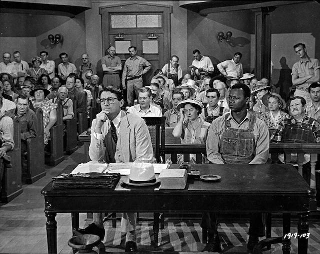 A scene from “To Kill a Mockingbird” in which lawyer Atticus Finch (Gregory Peck) defends the wrongfully convicted Tom Robinson (Brock Peters). (MovieStillsDB)