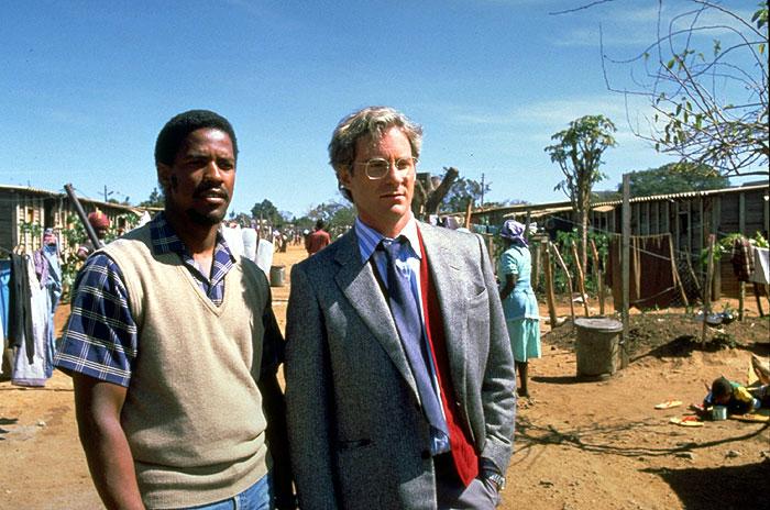 Steven Biko (Denzel Washington, L) and Donald Woods (Kevin Kline) work together to end South Africa's apartheid, in "Cry, Freedom." (Universal Pictures)