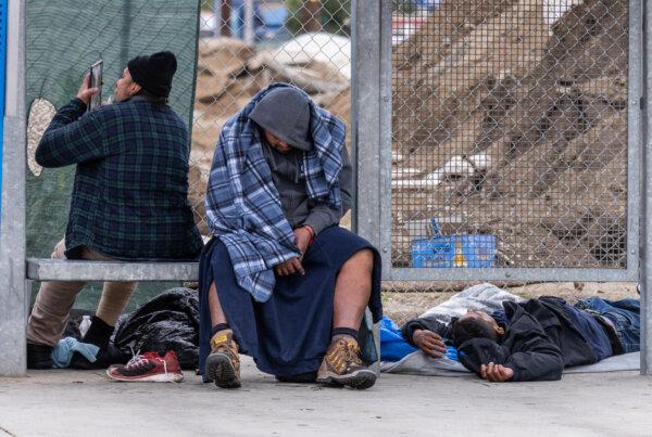 A homeless individual in Santa Ana, Calif., on April 23, 2024. (John Fredricks/The Epoch Times)