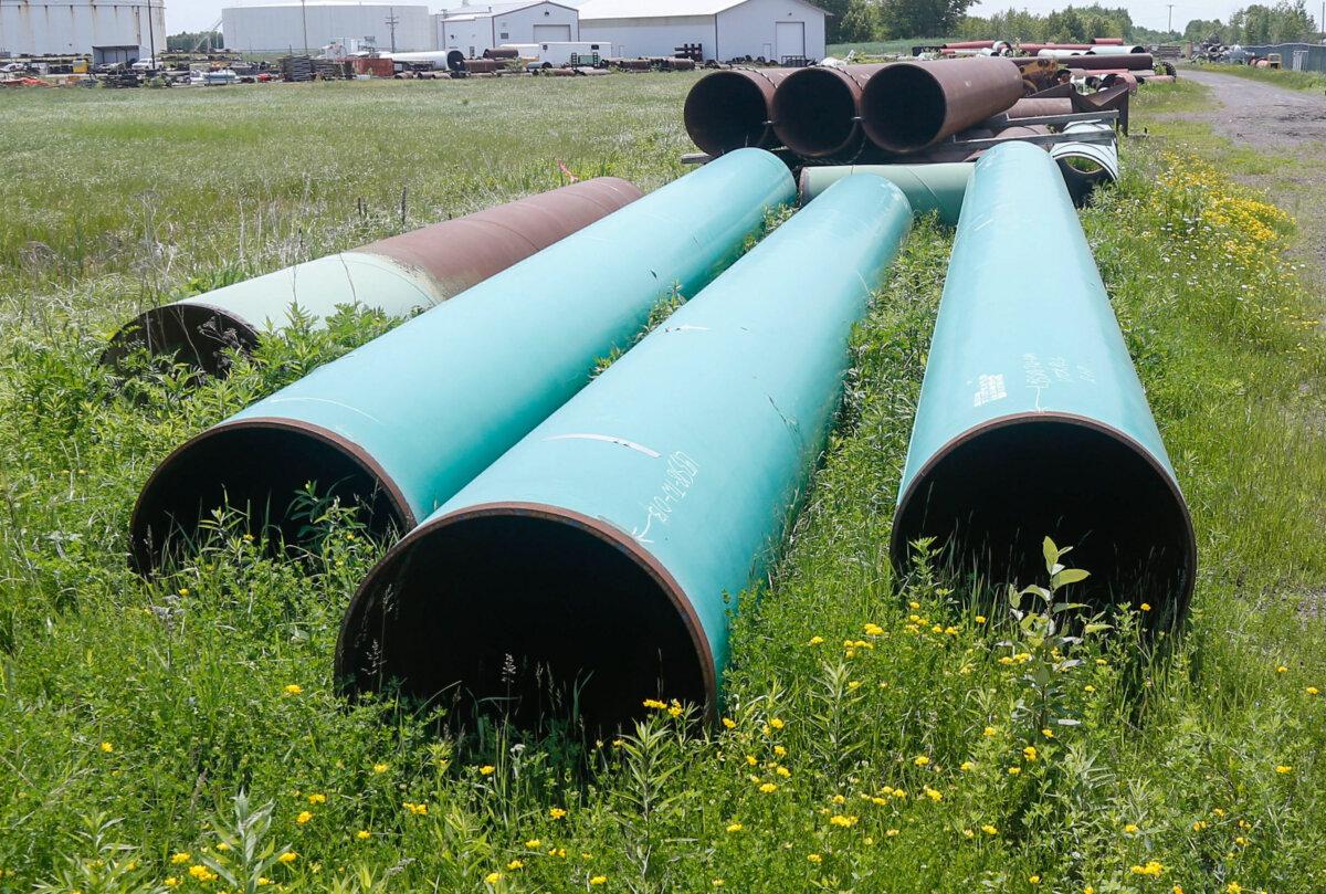 Pipes awaiting use in forming a pipeline. (Jim Mone/AP Photo/File)