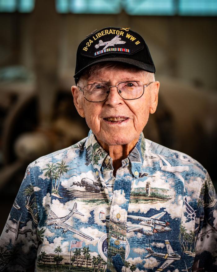 John Gleeson, 100, at the Pearl Harbor Aviation Museum. (Courtesy of WWII Beyond the Call)