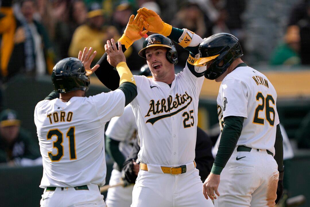 Brent Rooker Homers Twice in 3rd Inning, Athletics Roll Marlins 20–4