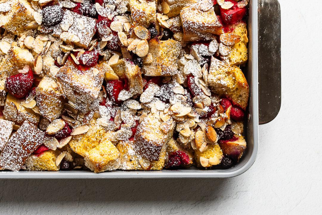 Make-Ahead Berry Sourdough French Toast Casserole