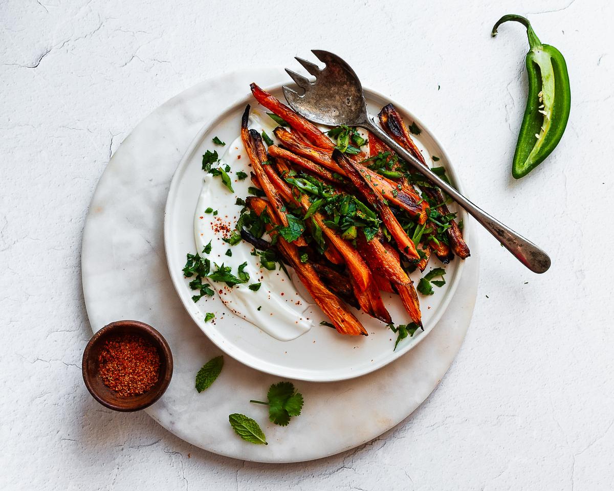 Ghee-Roasted Carrots With Herbs and Jalapeño