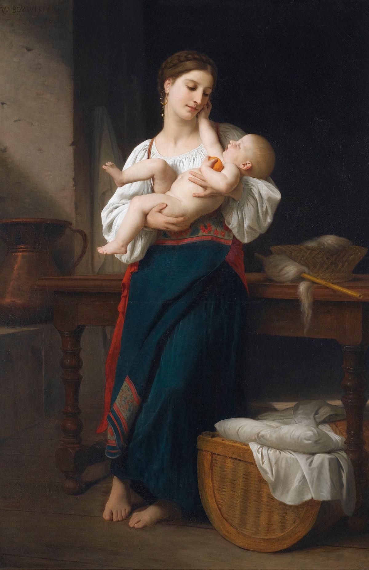 "The First Caress," 1866, by William-Adolphe Bouguereau. Oil on canvas. Lyndhurst, New York. (Public Domain)