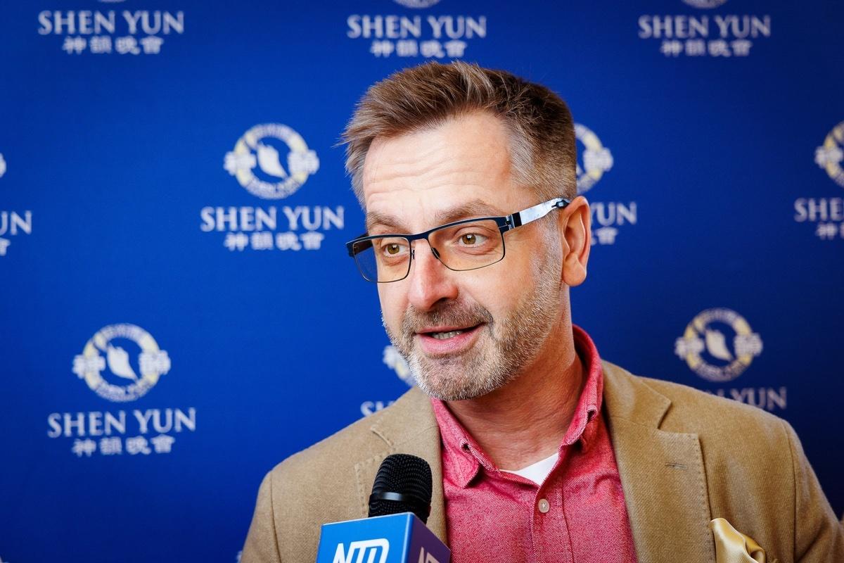 Jindrich Ullrich at the Shen Yun Performing Arts performance at Prague Congress Centre in Prague, Czech Republic, on March 2, 2024. (NTD)