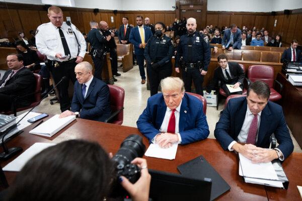 Former U.S. President Donald Trump appears in court during his trial for allegedly covering up hush money payments, at Manhattan Criminal Court in New York, on May 6, 2024. (Steven Hirsch-Pool/Getty Images)