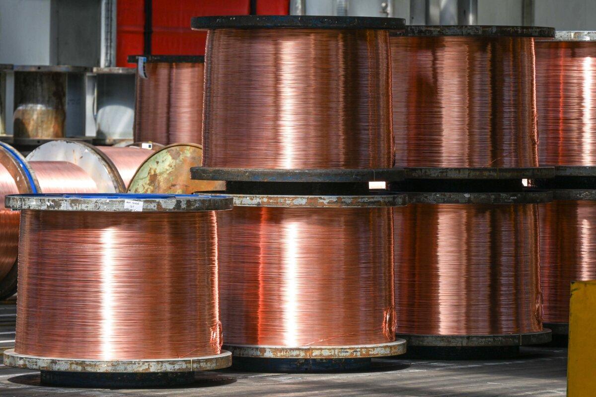 Rolls of copper wires stored at the Nexans manufacture in Lens, northern France, on May 11, 2022. (Denis Charlet/AFP via Getty Images)