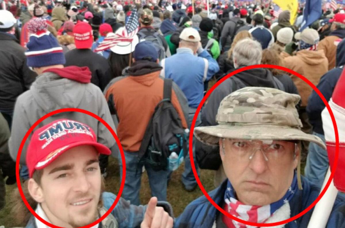 David K. Homol (R) and his half-brother, Dillon Homol, at the "Stop the Steal" rally on Jan. 6, 2021. (U.S. Department of Justice/Screenshot via The Epoch Times)