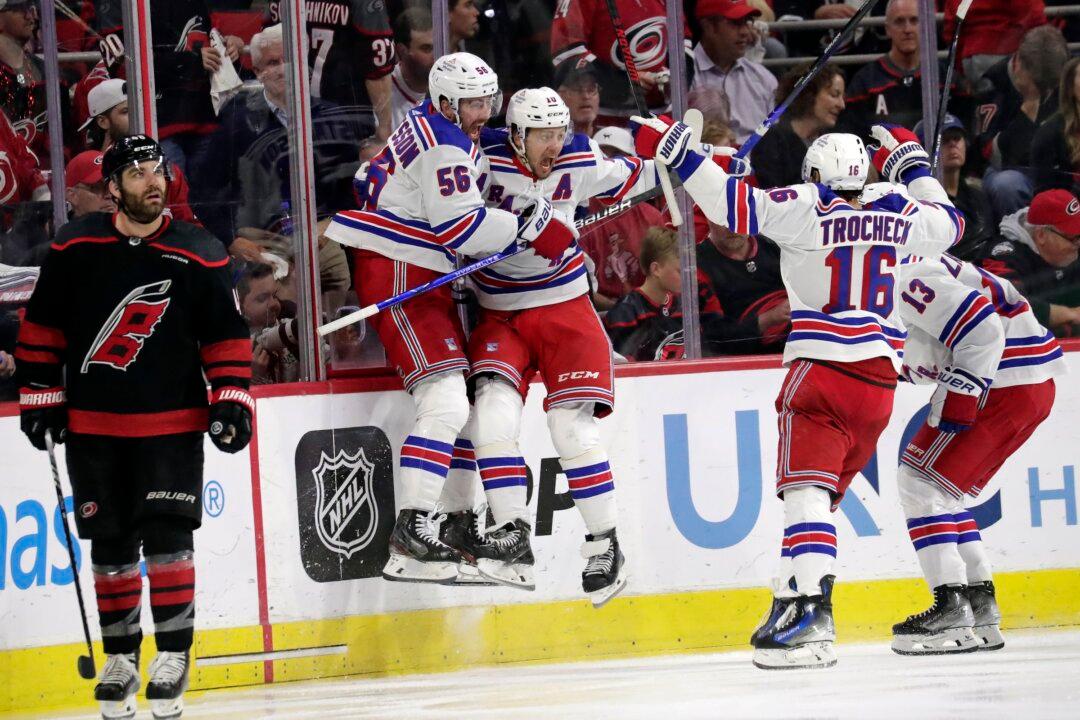 Rangers Beat Hurricanes in OT 3–2 Taking Series Lead 3–0