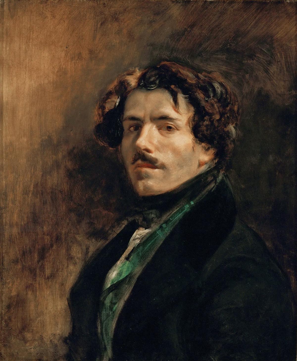 A self-portrait with Green Vest, circa 1837, by Eugène Delacroix. Oil on canvas; 25 1/2 inches by 21 2/5 inches. Louvre Museum, Paris. (Public Domain)