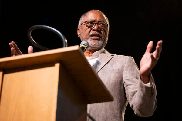 Democratic Congressional Candidate former member of the Minneapolis City Council Don Samuels speaks at the Minnesota Congressional District 5 Democratic Farmer Labor party’s Nominating Convention in Minneapolis, Minn., on May 11, 2024. (Madalina Vasiliu/The Epoch Times)